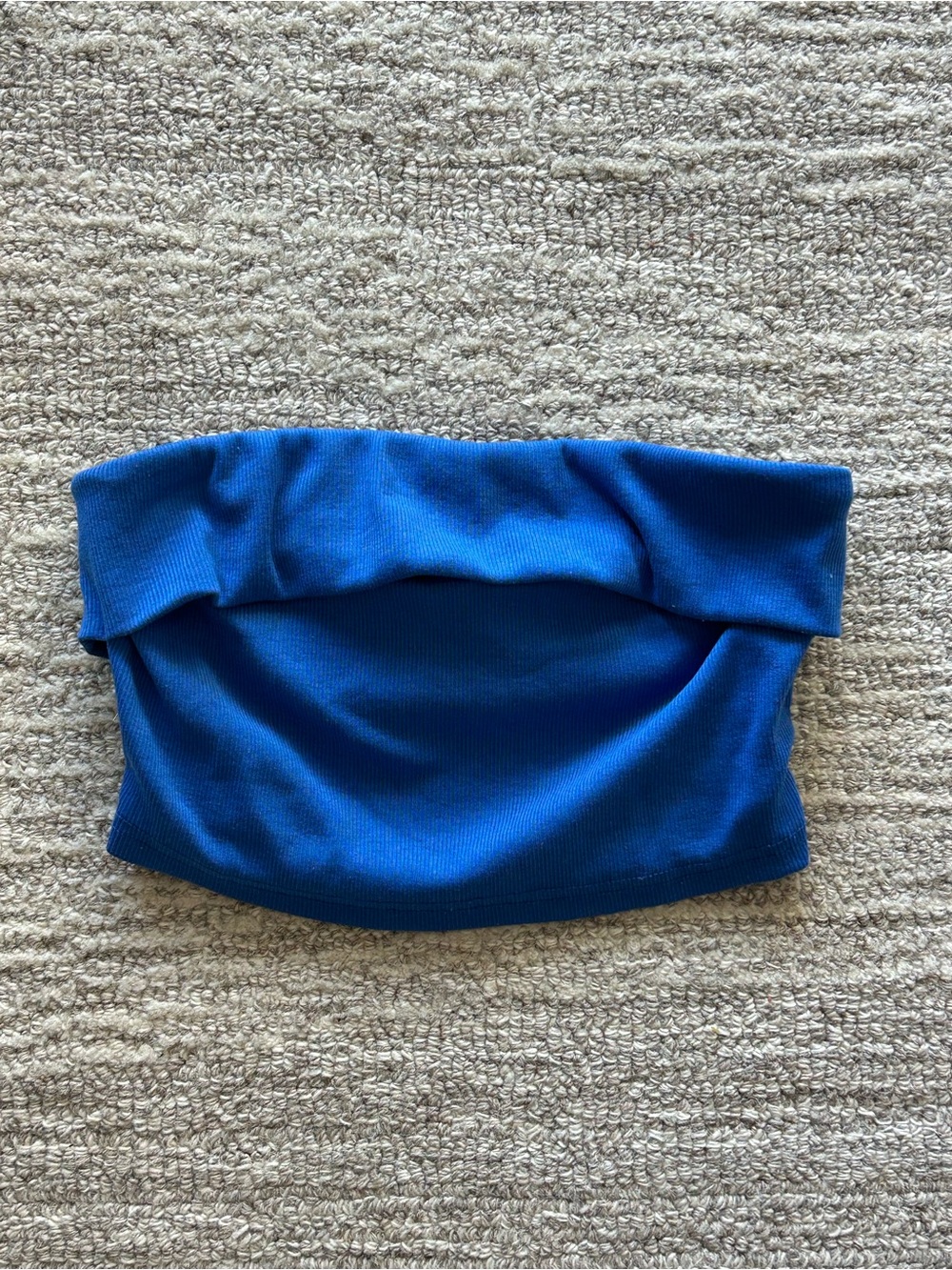 SHEIN Royal Blue Strapless Fold-Over Crop Top